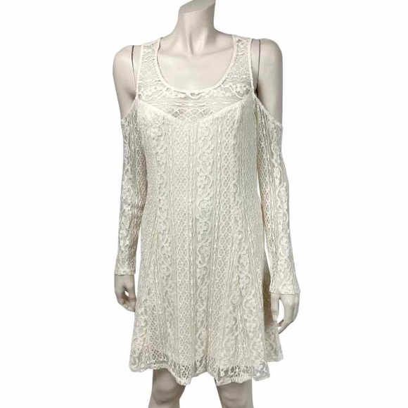 Hollister‎ Ivory Lace Cold Shoulder Dress - Picture 1 of 6